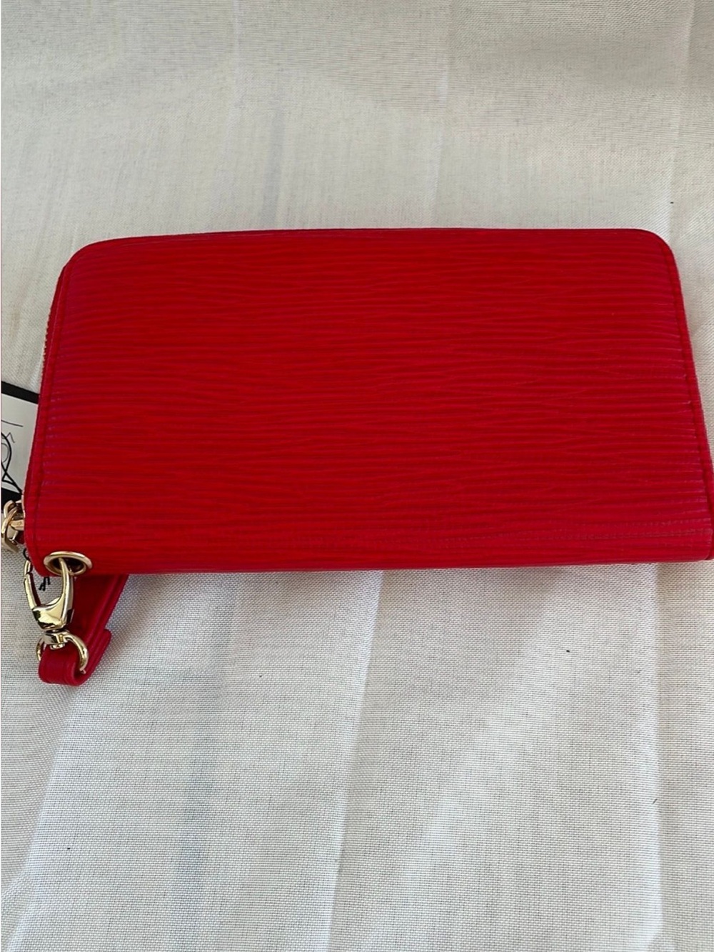 Red Textured Zip Wallet Wristlet